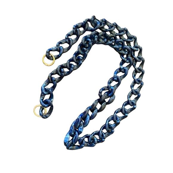 RETAIL $40 Acrylic Resin Chain! Choice Natural Sand, Navy, & Tortoise 47” - Picture 4 of 7
